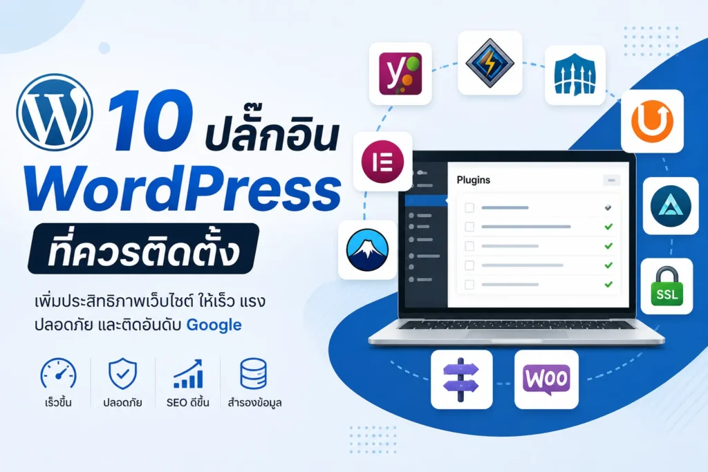 10 ปลั๊กอิน WordPress ที่ควรติดตั้ง เพื่อให้เว็บไซต์เร็ว ปลอดภัย และติดอันดับ Google