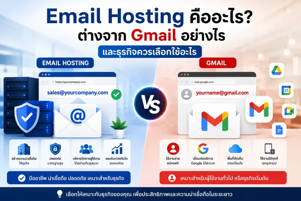 Email Hosting คืออะไร? ต่างจาก Gmail อย่างไร และธุรกิจควรเลือกใช้อะไร